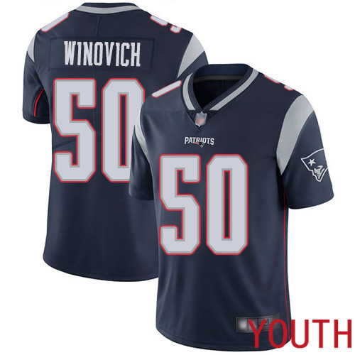 New England Patriots Football 50 Vapor Limited Navy Blue Youth Chase Winovich Home NFL Jersey
